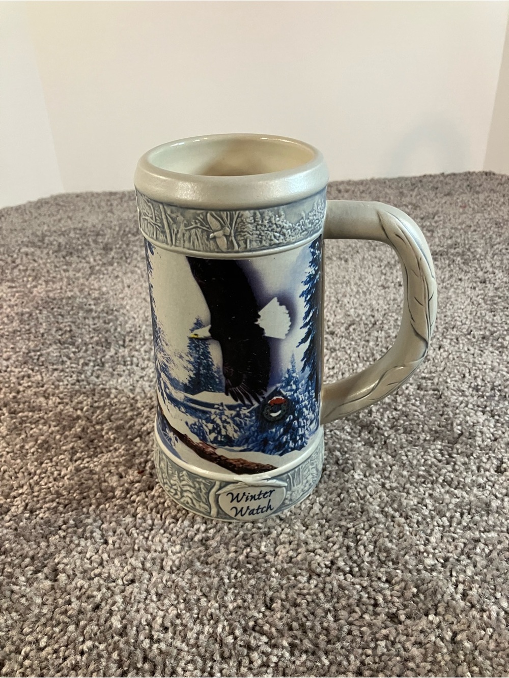 Vintage Miller Beer Stein "Winter Watch" With American Bald Eagle 2000